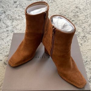 Charles & Keith Camel Suede Ankle Boots